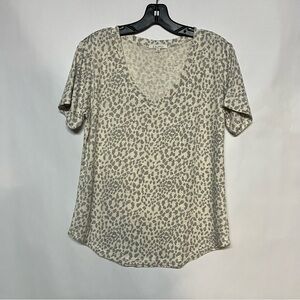 Z Supply Gray Leopard Print Short Sleeve Top